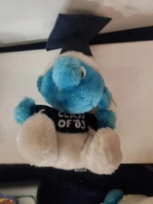 VINTAGE 80s SMURFS BEAN BAG PLUSH Class of 1983 Graduation Smurf SCHLEICH PEYO 