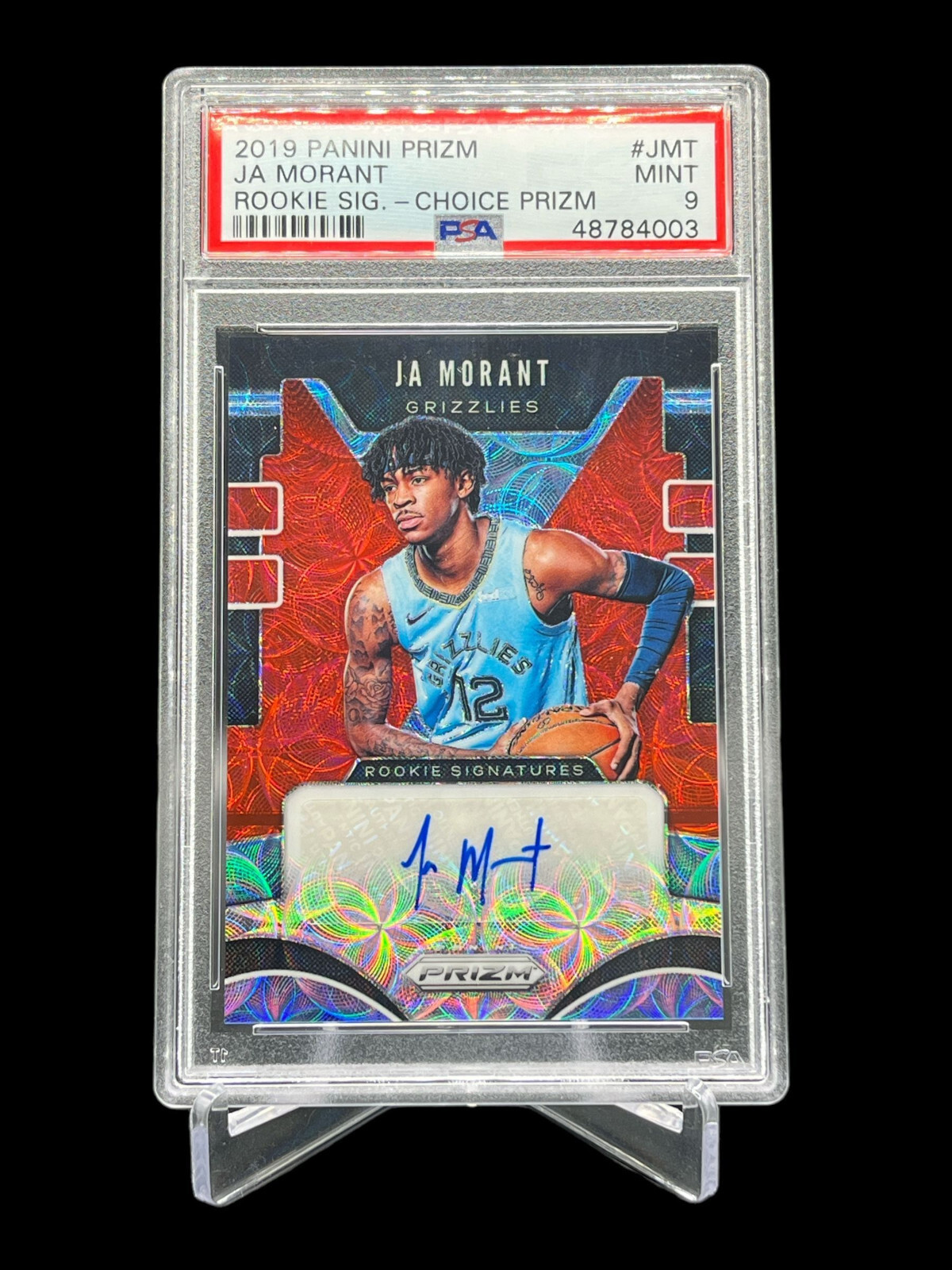 2019-20 Panini Prizm Ja Morant Rookie Signatures #RS-JMT Choice Prizm PSA MINT 9