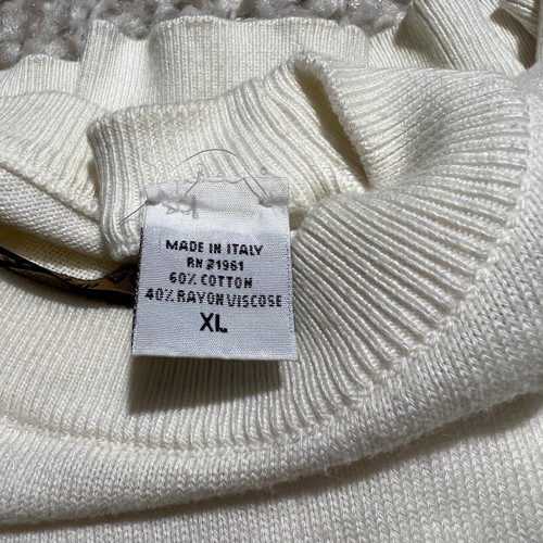 VINTAGE Bachrach Sweater Mens Extra Large White Pullover Italian Knit Sweatshirt - Picture 5 of 14