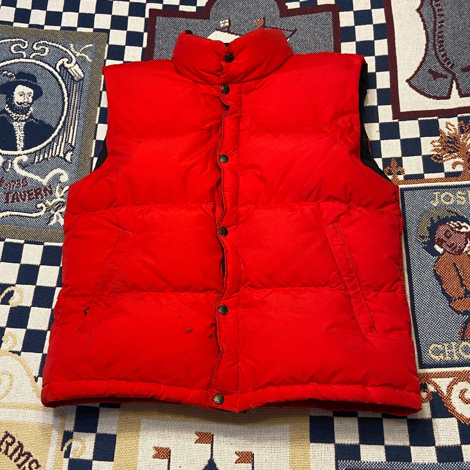 VINTAGE The North Face Down Vest Men’s Medium Red 90s Full Zip Snap Outdoors