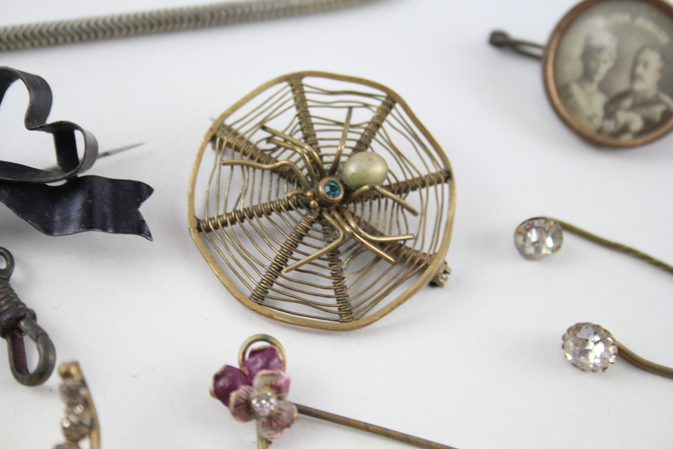 Antique Jewellery Commemorative Nanny Brooch Watch Chain Paste x 10 eBay