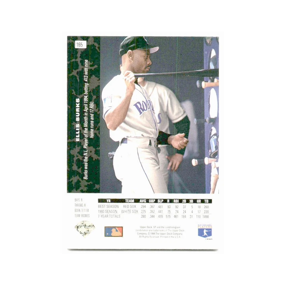 Ellis Burks 1994 SP #165 Colorado Rockies Baseball Card NM - Image 2 of 3
