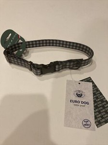 New Euro-Dog Luxury Waterproof Dog Collar Gingham Medium 15-18”