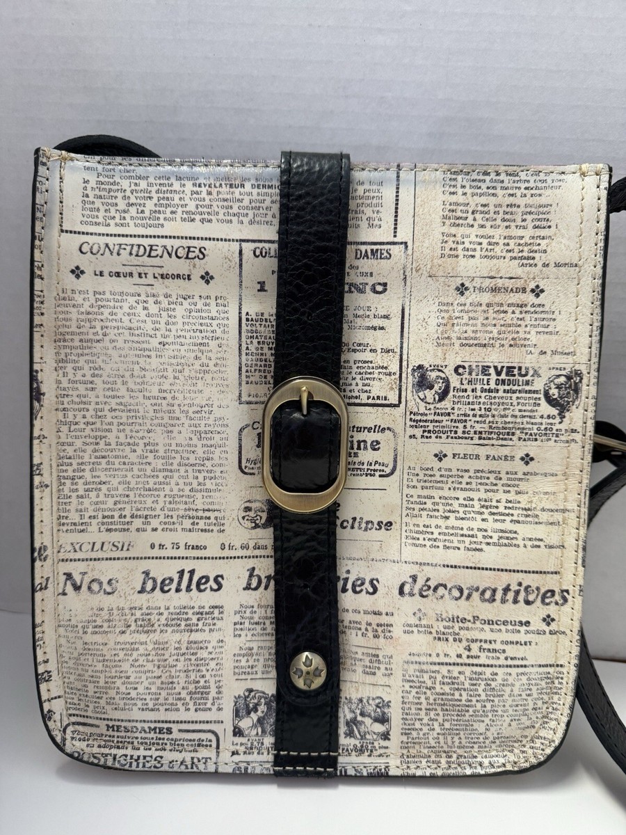 Patricia Nash Venezia Pouch Crossbody Newspaper Print Purse