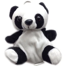 5" Plush Panda Animal 3D Zippered Coin Pouch Bag Key Chain Black White NEW