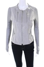 Lola & Sophie Women's Long Sleeves Full Zip Textured Jacket Gray Size Xs