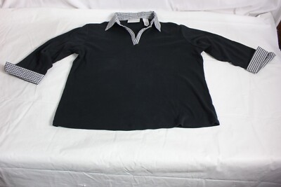 Drapers and Damons Blouse Womens Size L  Long Sleeve Cuffed Sleeve Black