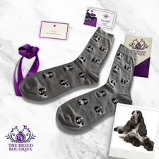 BLUE ROAN COCKER SPANIEL SOCKS UNISEX ONE SIZE FIT UK 5 - 11 COCKER SPANIEL GIFT