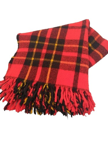 Couverture Vintage En Laine, Motif Plaid, Taille 58x56 Pouces, Angleterre