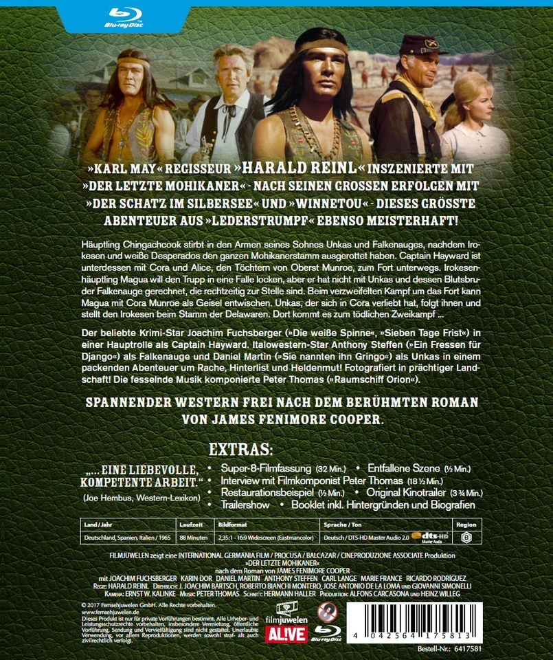 Der letzte Mohikaner (1965) - R: Harald Reinl ("Winnetou") - Filmjuwelen BLU-RAY - Bild 2 von 4