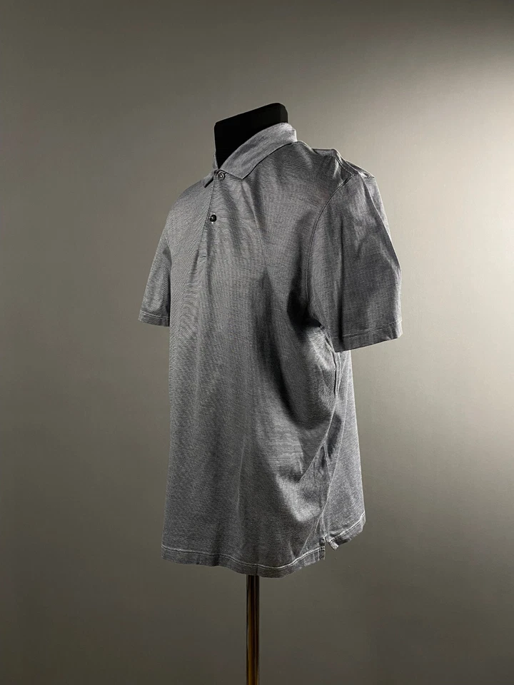 Camisa polo masculina manga curta algodão puro listrada azul Gran Sasso UE 56 Reino Unido 46 GG - Imagem 4 de 4