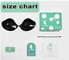 NIB PRETTY WELL Black Reusable Sticky Strapless Invisible Fabric Bra E Cup
