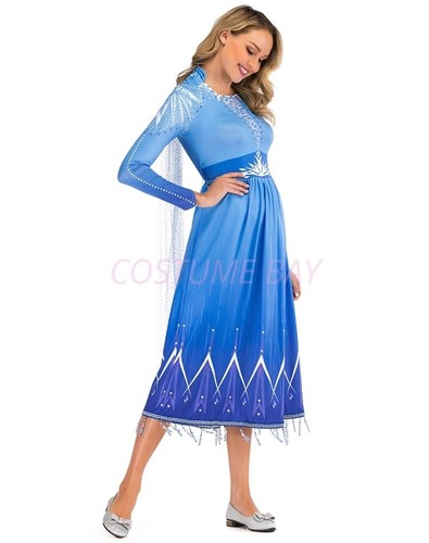 Womens Frozen Elsa Anna Dress Cape Queen Costume Cosplay Book Week AU Halloween - Picture 13 of 39