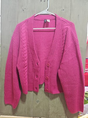 Divided H&M cardigan Jacket Womens Size Large Pink Button Up