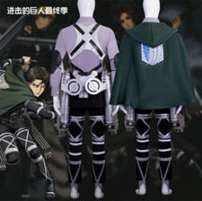 Attack on Titan Levi Ackerman Cosplay Costume Cloak Shirt Pants Belt Armor Set