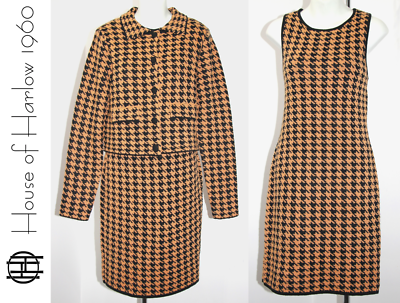 House of Harlow Tank Dress & Cropped Jacket w/Buttons Knit Set Camel-Black  sz M | eBay