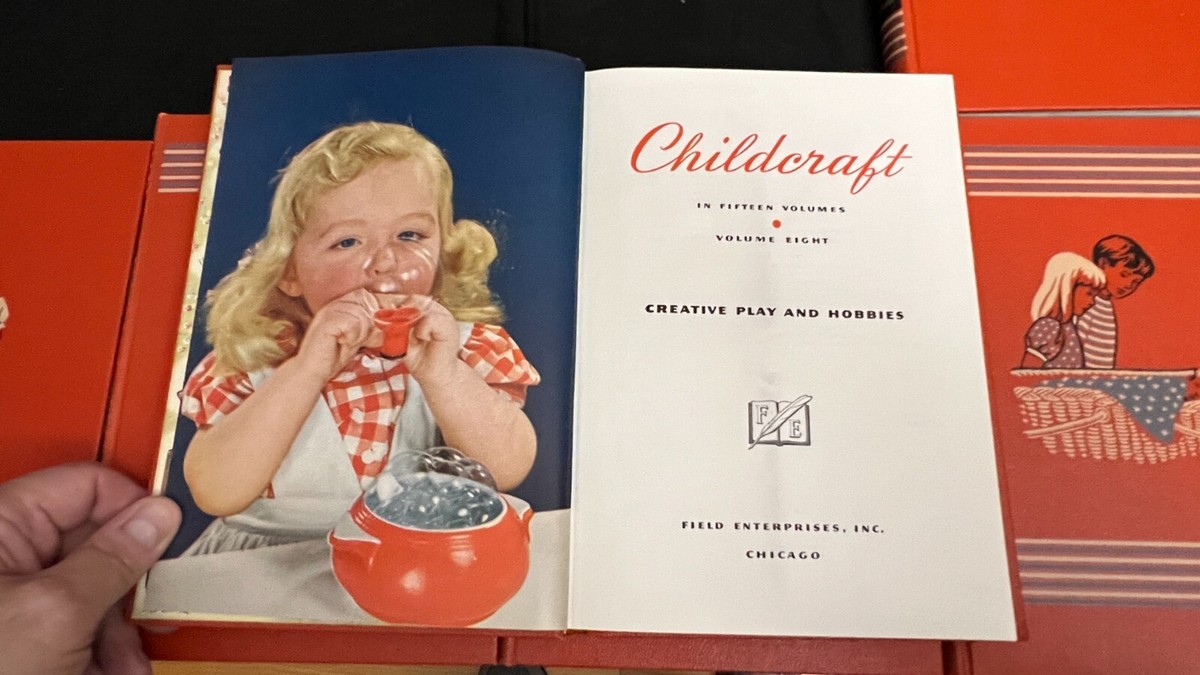 CHILDCRAFT Encyclopedia Complete Set 15 Books Orange 1954 Field