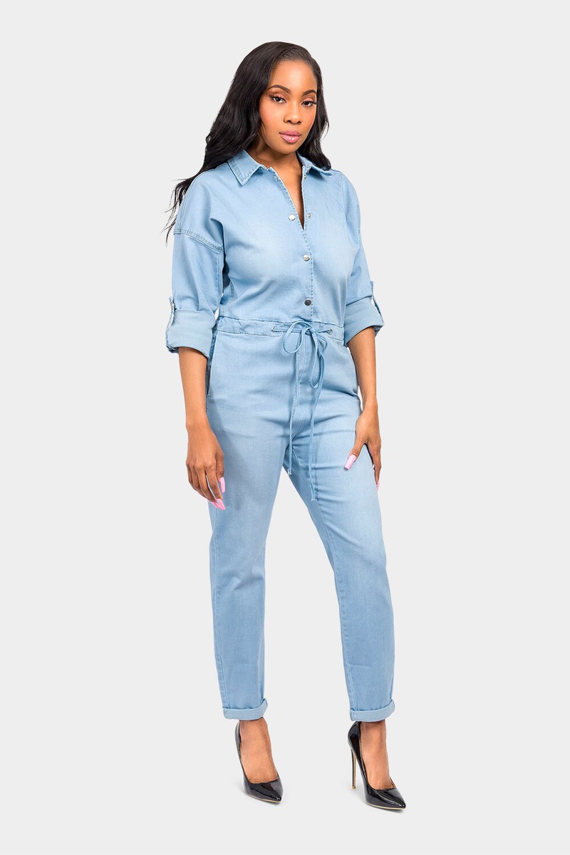 American Bazi Women's Casual Loose Chain Cut Out Back Denim
