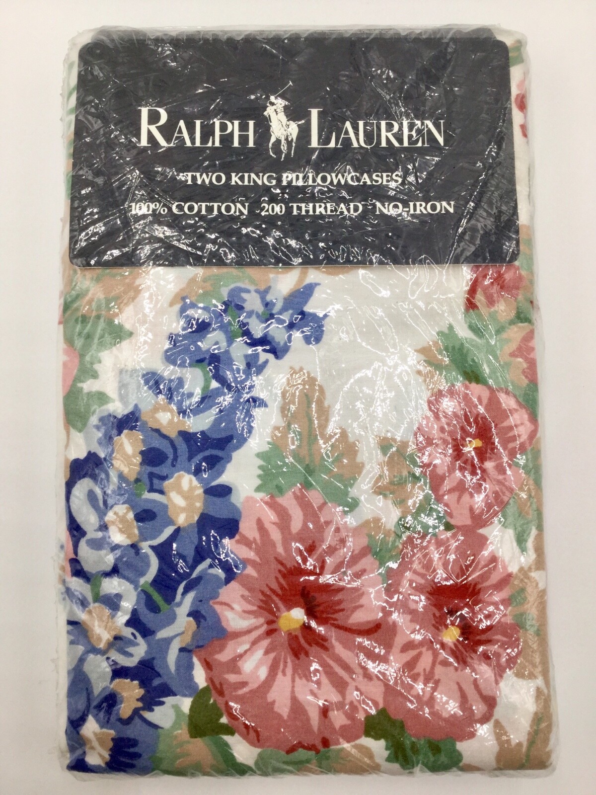 NEW 2 Ralph Lauren Southampton Multi King Pillowcases Floral 100
