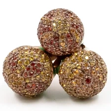 5.29ct Senexi Sterling Sliver Ring Green Enamel Red Yellow and Orange Sapphire