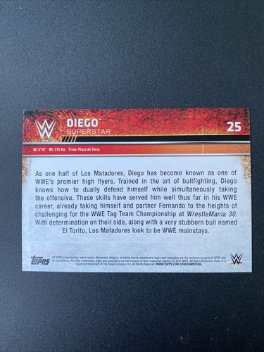 2015 Topps WWE #25 Diego MINT CARD - 第 2/2 張圖片