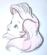 SIGNED LITTLE MERMAID ARIEL BABY WALT DISNEY ORIGINAL MERCHANDISE cel DRAWING
