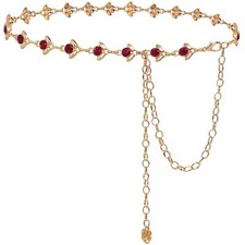 Chain Belt for Women Rhinestone Waist Belts for Dress Gift Gold Wine Red 120C...