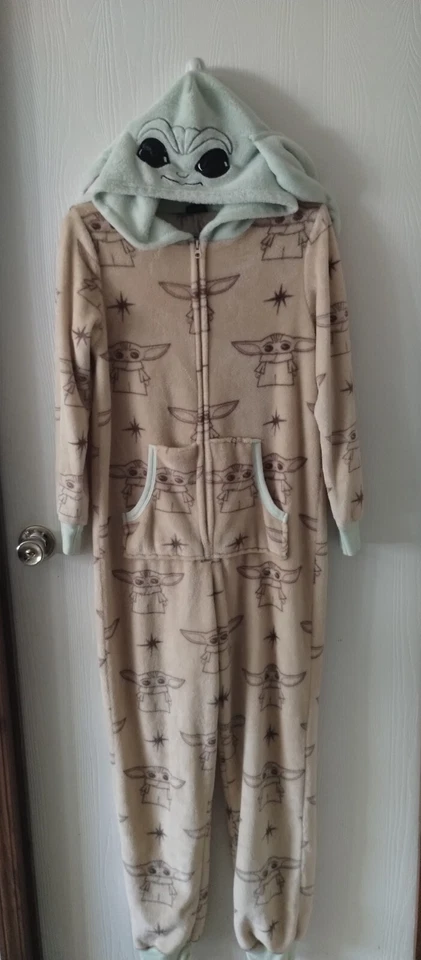 Pijama con capucha Star War Mandalorian Grogs Baby Yoda 1 pieza cremallera, sin patas Foto 2 de 2