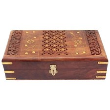 Wooden Handmade Jewellery Box Jewel Organizer Hand Carved Wedding Gift Item 10''