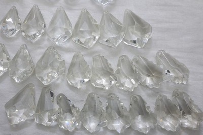 Lot of 36 vintage Czech glass chandelier prisms featuring two different shapes. 