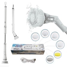 Electric Spin Scrubber - Cordless Cleaning Head with 6 Replaceable Brushes - ...
