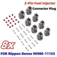 8Packs FOR Nippon Denso 2-Pin Fuel Injector Connector Plug Clip Kit 90980-11153