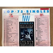 BBC / MUSIC WEEK - TOP 75 CHART JANUARY 3RD 1987  POSTER SIZED original UK singl