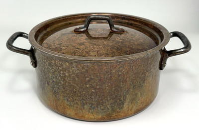 MATFER BOURGEAT #24 Copper Casserole Pot Stock Pot w/ Lid 10'' Diameter x 4.5'' T