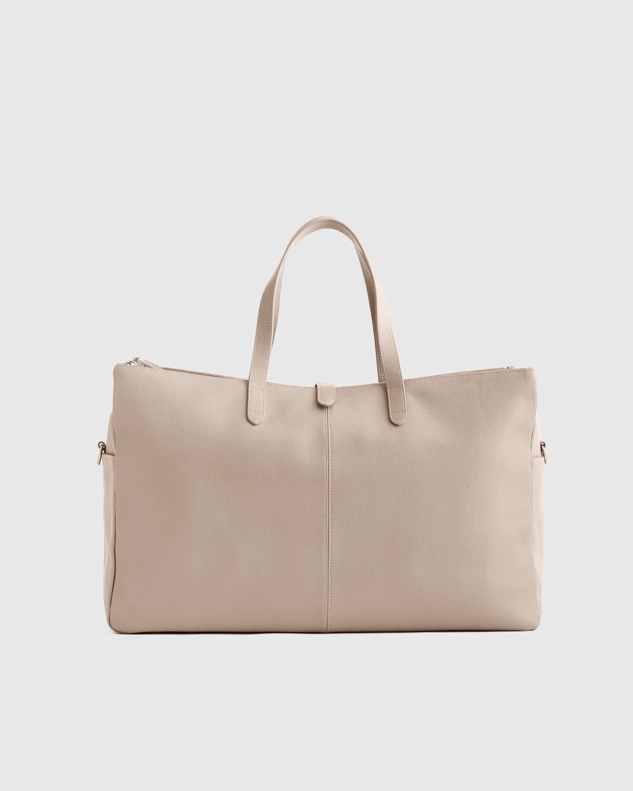 Quince Italian Leather Triple Compartment Weekender Bag Taupe NWT