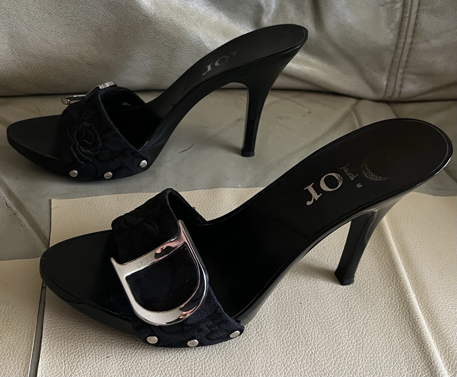 Christian DIOR Y2K Vintage John Galliano Black High Heel Mule Sandals 38 Us 8 thumbnail 5