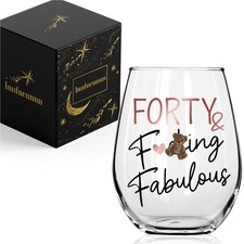 Innfueunun Forty Birthday Wine Glass Gifts For Women40 Fabulous Happy 40Th