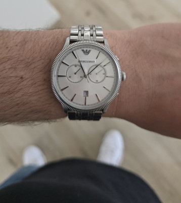 Emporio Armani Herren Chronograph AR-1796 Edelstahl Silber Armbanduhr Analog