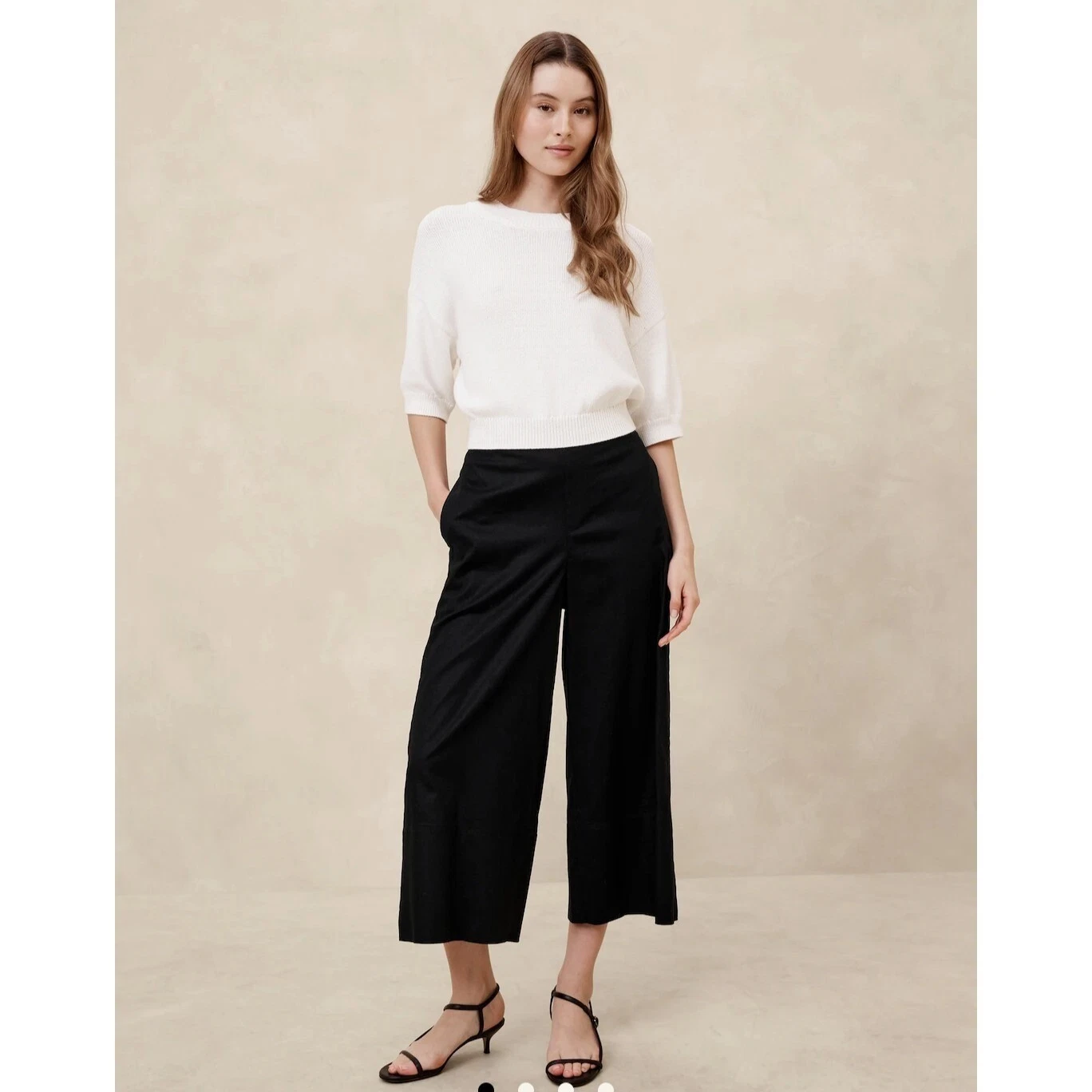 New Banana Republic Pants XL Wide Leg Cropped Easy Linen Blend Flowy Black NWT