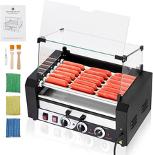 Hot Dog Roller, 7 Rollers 18 Hot Dogs Capacity 1350W Stainless Sausage Grill Coo