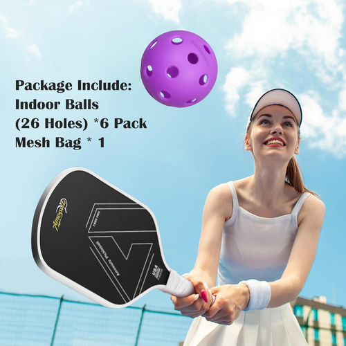Indoor Pickleball Balls, 6 Pack of 26 Holes Pickleballs, USAPA Approved Indoor P - Picture 6 of 12