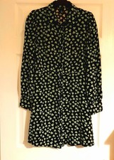 Nobody's Child Black/Green Ethical Eco Shirt Dress Longsleeves Size UK 10 VGC