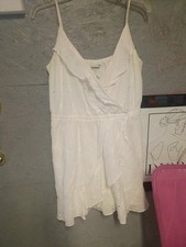 Express White Eyelet Ruffle V-Neck Spaghetti Strap Short Sundress, Size S