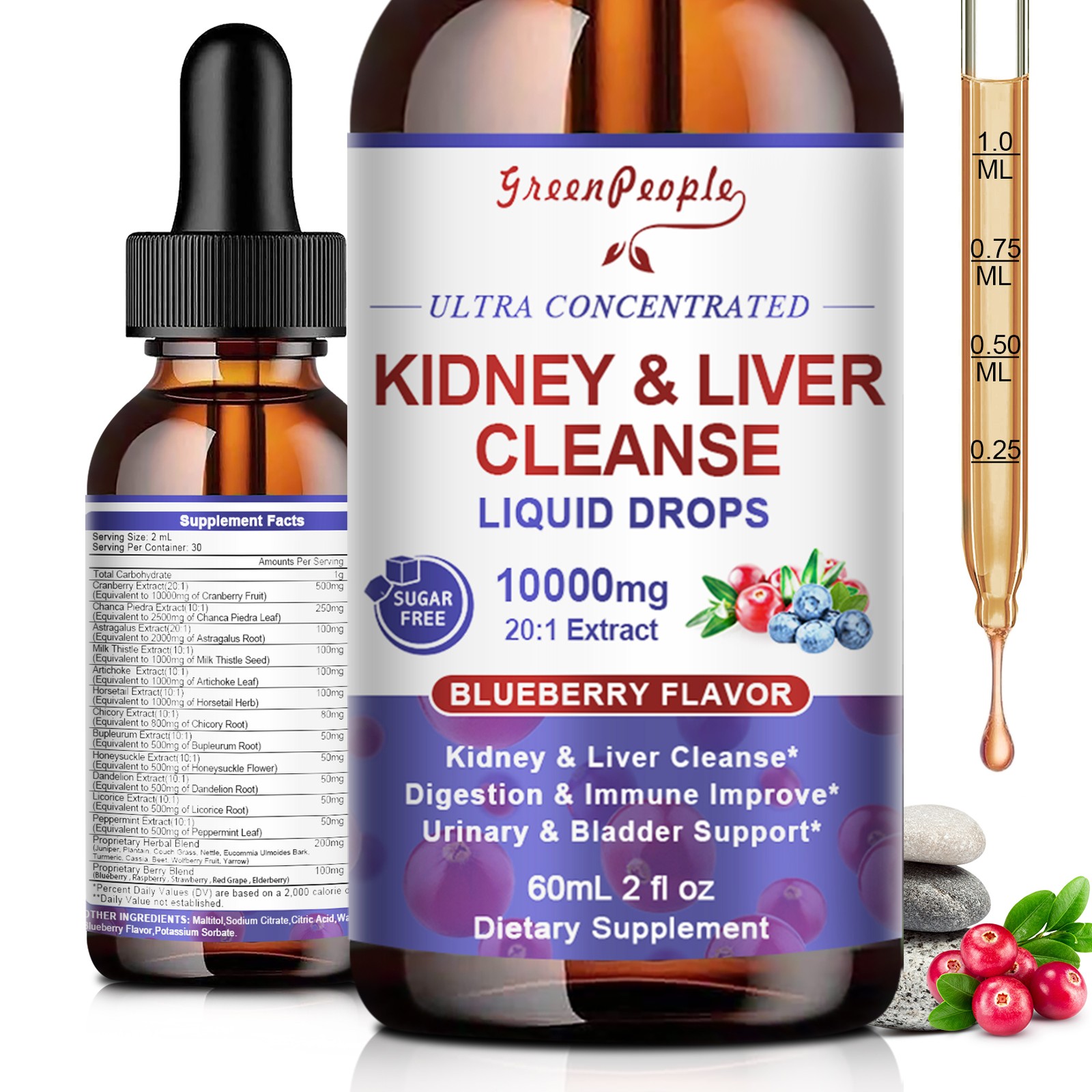 Global Healing Kidney Health - Organic Kidney Cleanse & Detox - Non-GMO 2 Fl Oz
