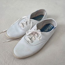 Keds Leather White Lace-Up Sneakers Womens 10 Vintage Chic