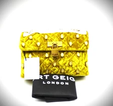 KURT GEIGER Mini Brixton Velvet Shoulder/Crossbody Bag in Mustard Color