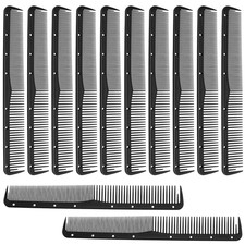 12 Pcs Carbon Fine Cutting Comb for Salon Hairdressing, Heat Resistant Barber Co