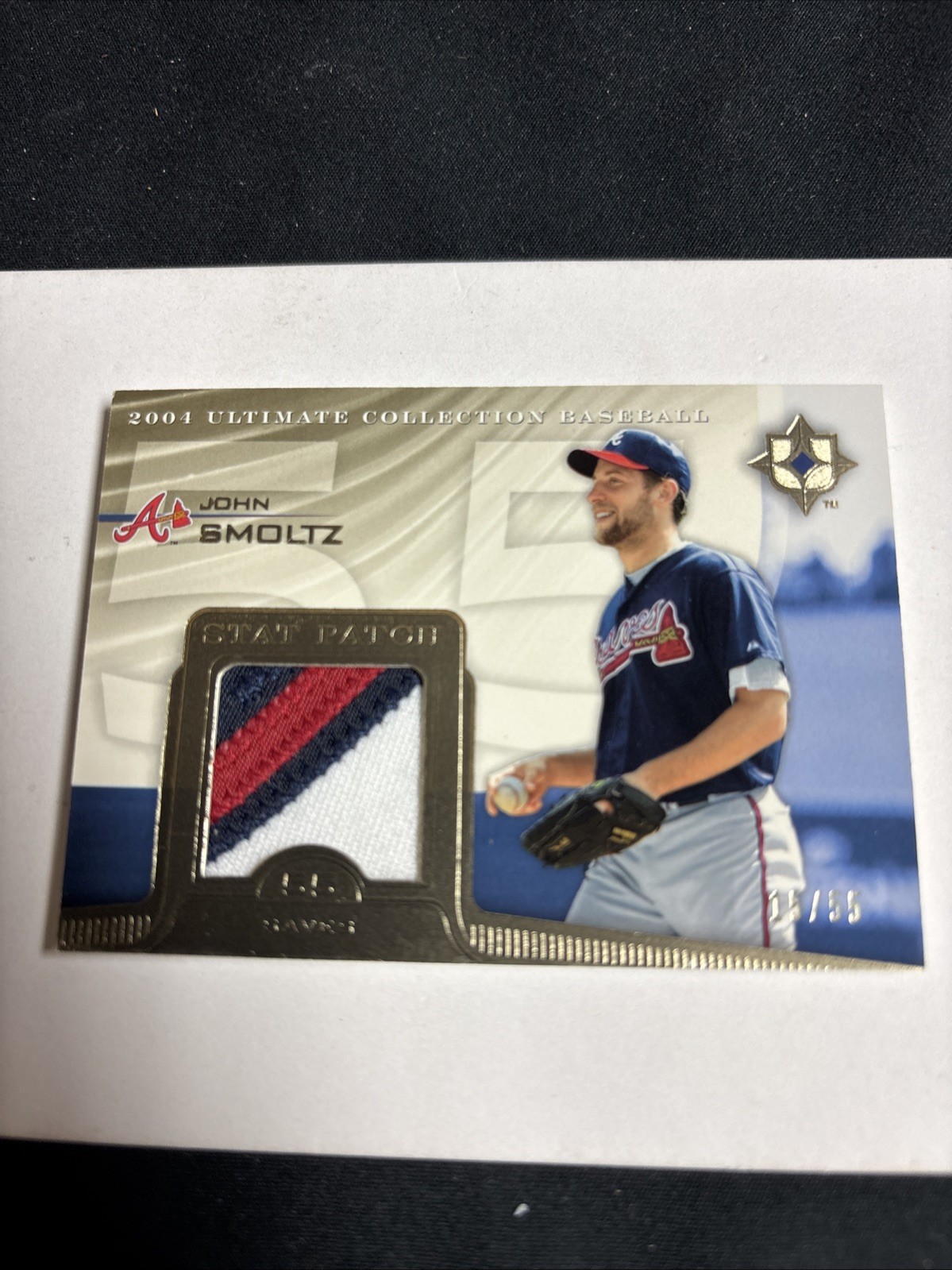 John Smoltz Braves 2004 UD Ultimate Collection Patch 3 Color #’ed /55 #ST-JB1