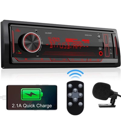 Single Din Stereo Marine Radio Bluetooth Car Audio Receivers with Digital LCD...