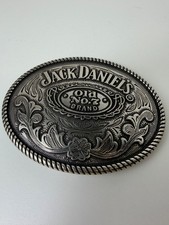 Jack Daniels Old No 7 Brand Belt Buckle, Collectible Whiskey, Silver Tone